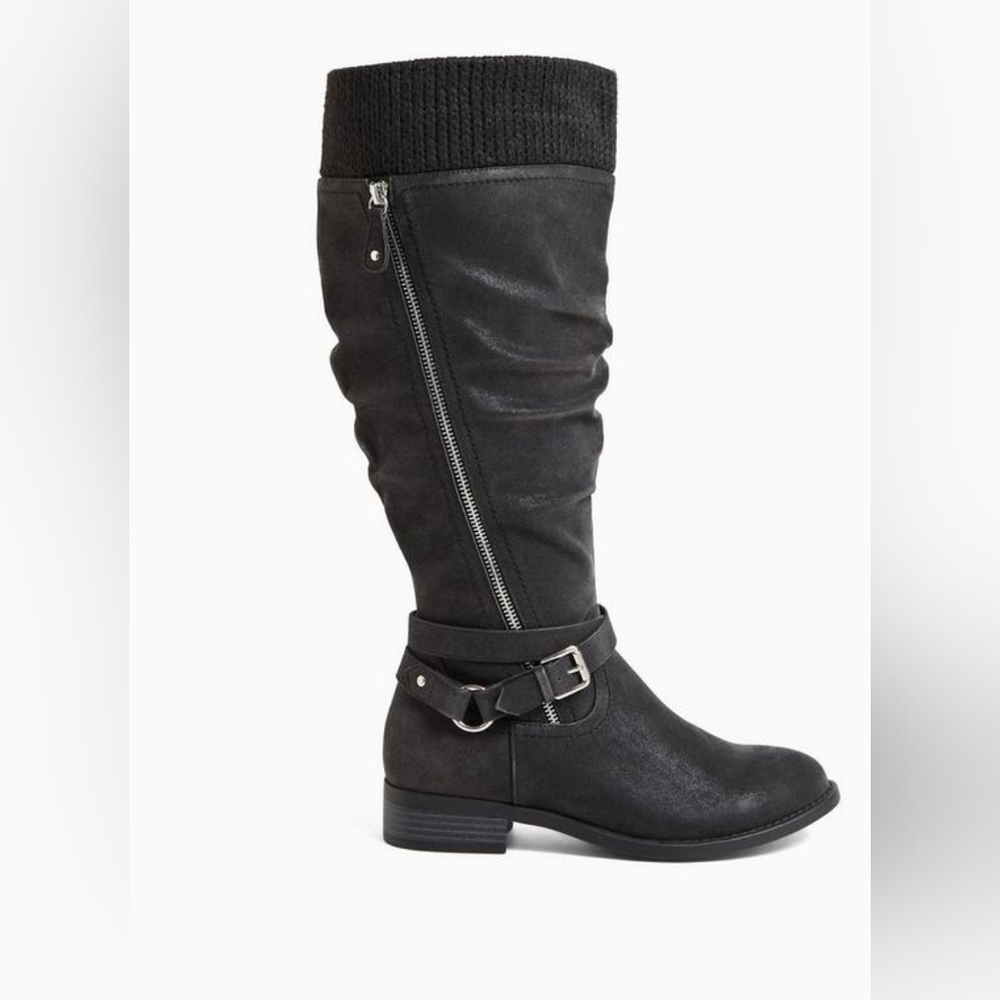 Sweater Trimmed Knee-high Boots - size 11, torrid